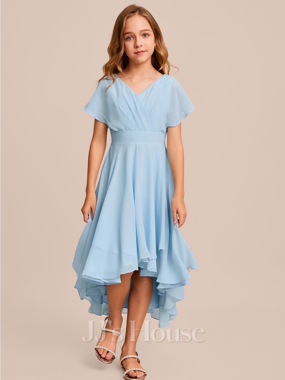 JJs House Light Blue Hi-Low Chiffon Dress for Girls